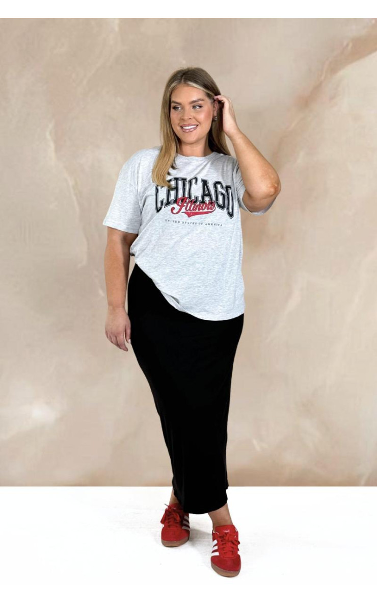 Крива трикотажна шарі Мідаксі спідниця