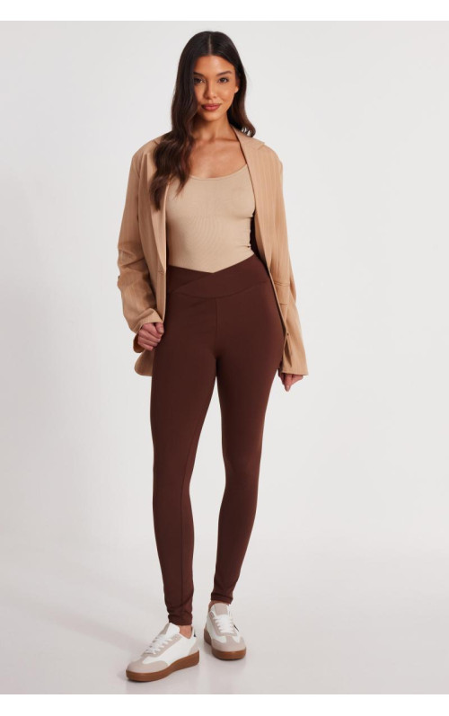 Коричневі легінси талії кросовера