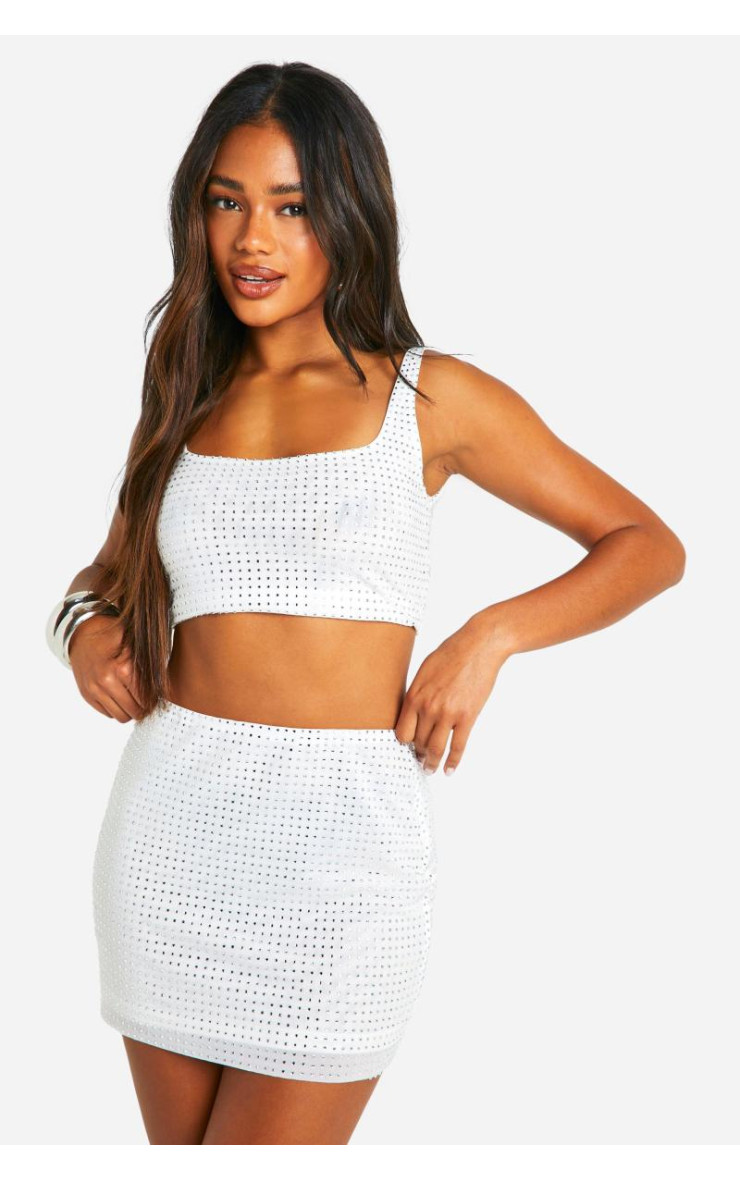 Виправлення: Diamante Crop & Mini Skirt Co-ord