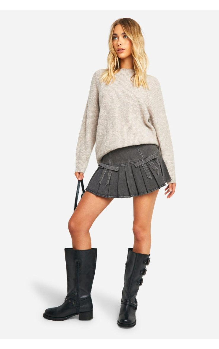 Детально -деталь плісирована мікро міні -спідниця