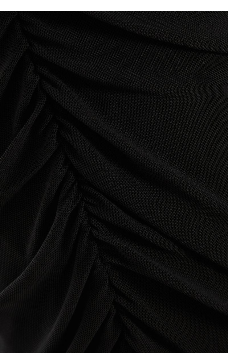 Чорна сітка Ruched Midaxi спідниця