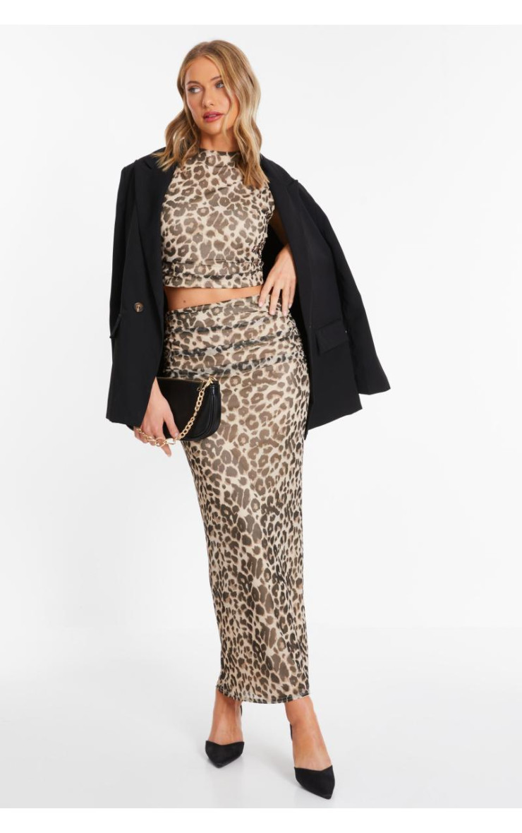 Леопардова сітка максі спідниця