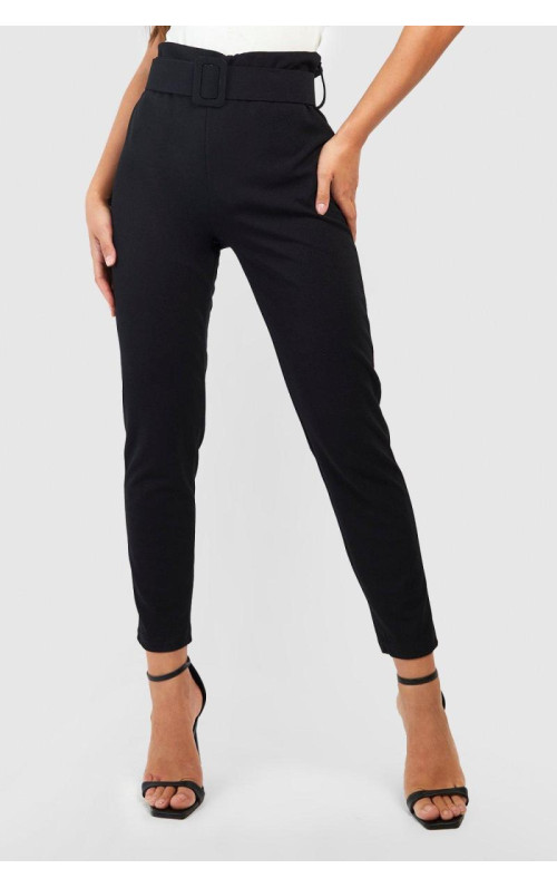 Штани-сигарети з високою талією та пряжками