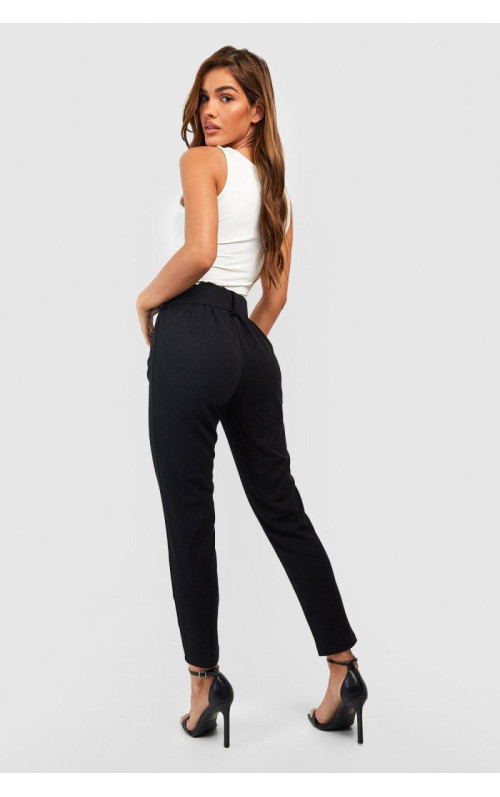 Штани-сигарети з високою талією та пряжками