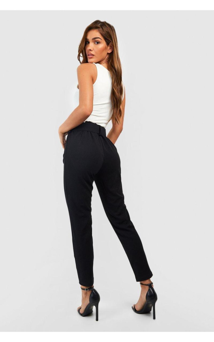 Штани-сигарети з високою талією та пряжками