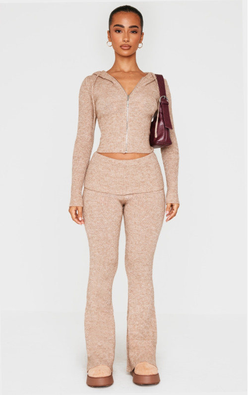 Трикотажні розкльошені штани Petite Taupe