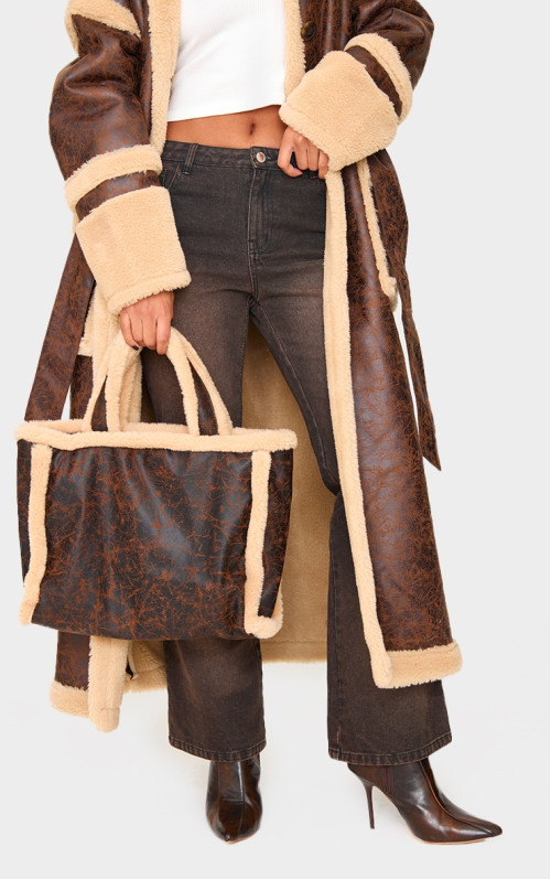 Коричнева сумка Borg у вінтажному стилі зі штучної шкіри