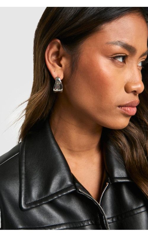 Срібні абстрактні міні-сережки-кільця