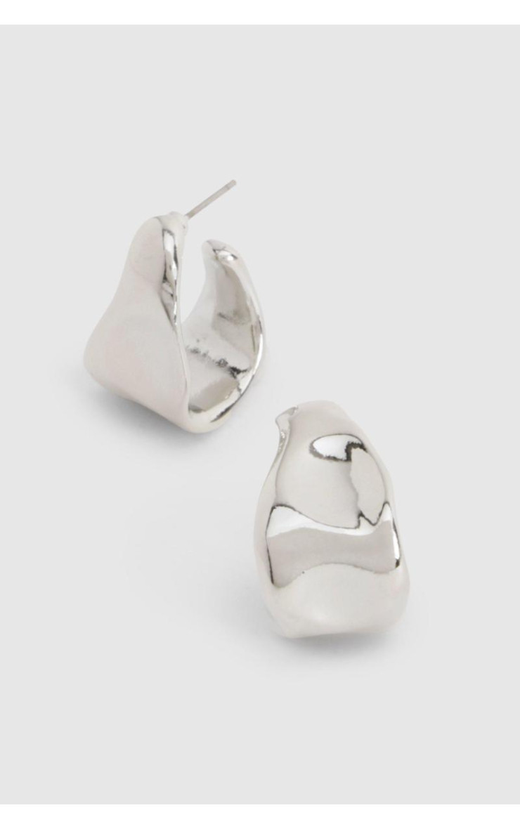 Срібні абстрактні міні-сережки-кільця