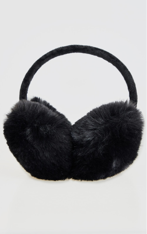 Чорні амбушюри із штучного хутра у формі серця