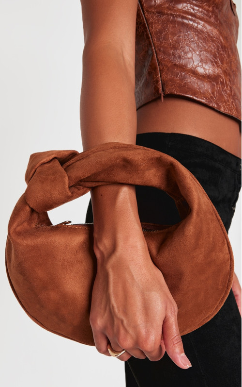 Світло-коричнева сумка через плече із штучної замші з ручкою Світло-коричнева сумка через плече із штучної замші з ручкою