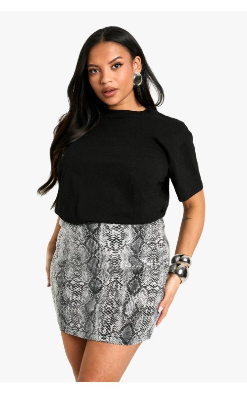 Плюс міні-спідниця зі змійкою з блискітками