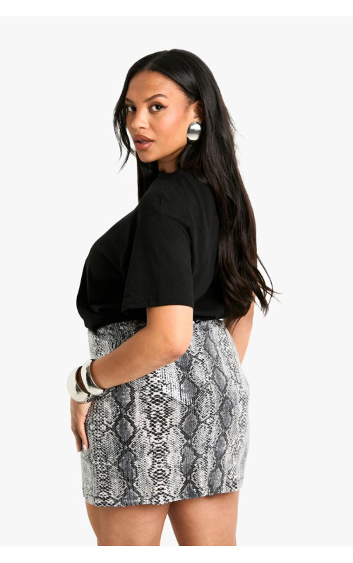 Плюс міні-спідниця зі змійкою з блискітками