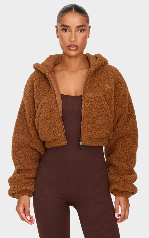 Укорочений жакет Borg темного шоколаду Укорочений жакет Borg темного шоколаду