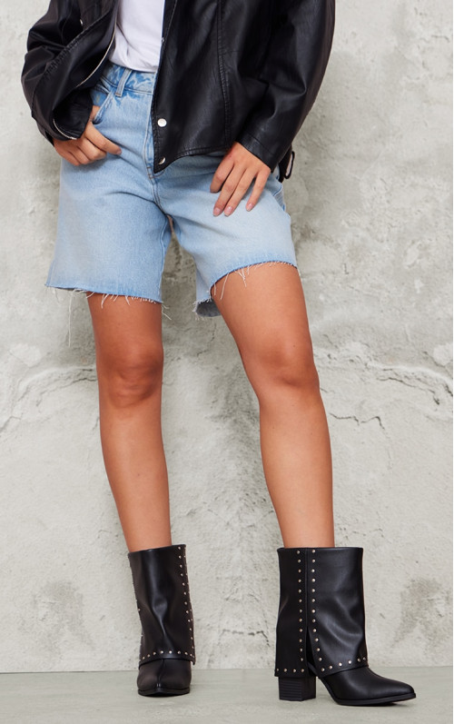 Чорні ботильйони з поліуретановим гострим носом і шипами