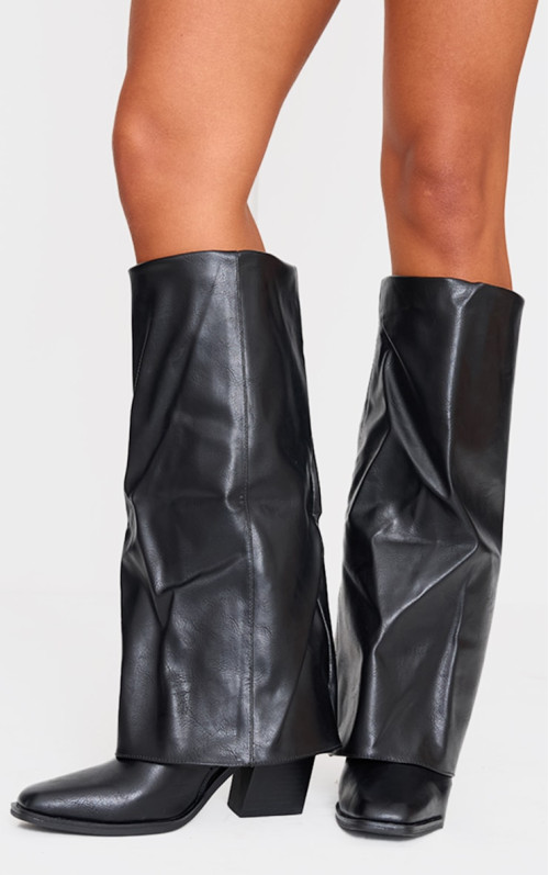 Високі чоботи з квадратним носком із чорним поліуретановим підбором