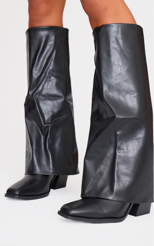 Високі чоботи з квадратним носком із чорним поліуретановим підбором