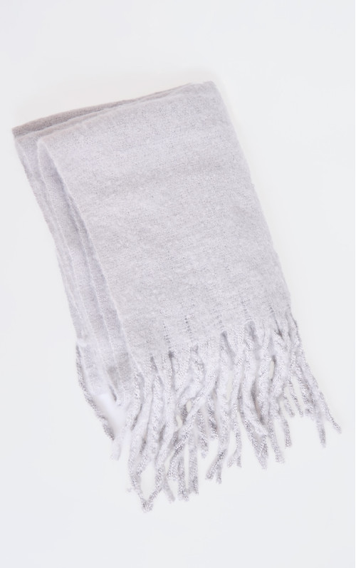 Сіра м'яка ковдра з китицями